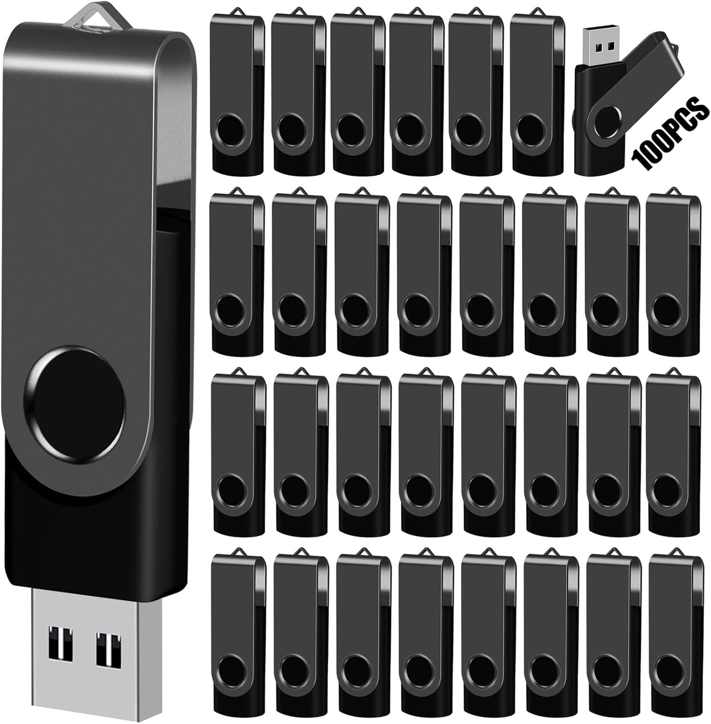 EASTBULL 4GB USB Flash Drive Bulk Thumb Drives 100 Pack with Lanyards USB 2.0 Memory Sticks Zip Drive Pen Drive for Storage and Backup Black 100PCS 4GB