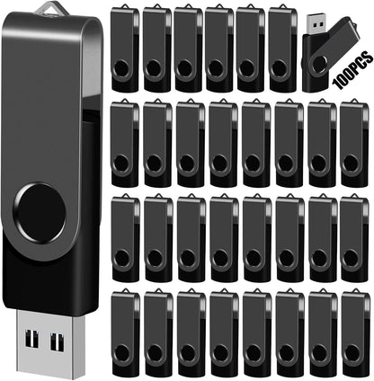 EASTBULL 4GB USB Flash Drive Bulk Thumb Drives 100 Pack with Lanyards USB 2.0 Memory Sticks Zip Drive Pen Drive for Storage and Backup Black 100PCS 4GB