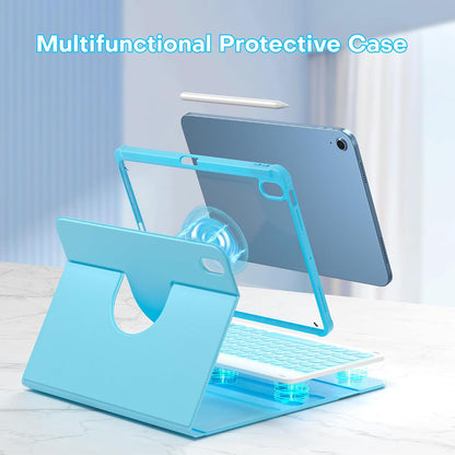 YBING Keyboard Case for iPad 10th Gen 10.9 inch(2022) & 11th Gen(A16, 2025), 360 Rotation Magnetic Cover with 7-Color Backlit Wireless Detachable Keypad with Pencil Holder for iPad 11th/10 Gen (Blue)