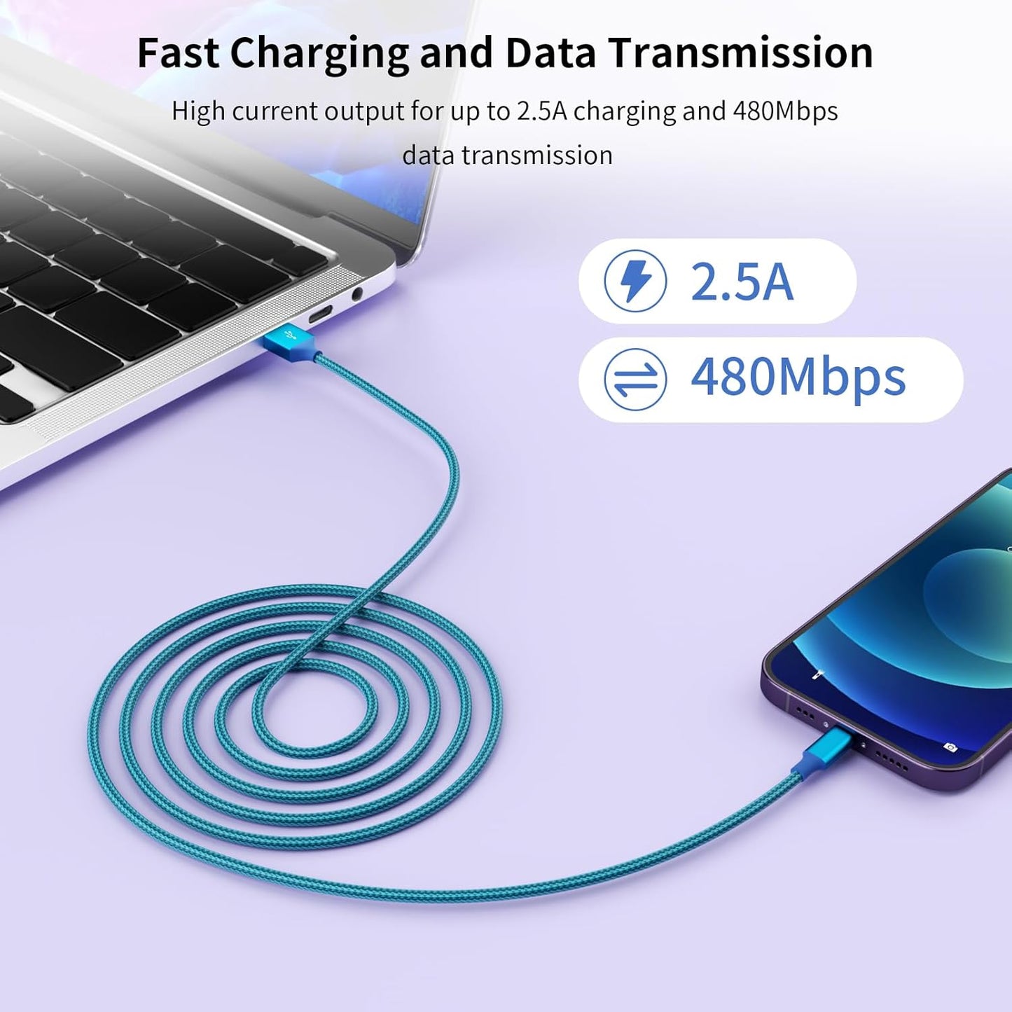 iPhone Charger, Charging Cable 4 Pack (3/3/6/6FT) MFi Certified Nylon Braided USB to iPhone Cables Fast Charging Cord Compatible with iPhone 14 13 12 11 pro max XR XS X 8 7 6 Plus SE and More