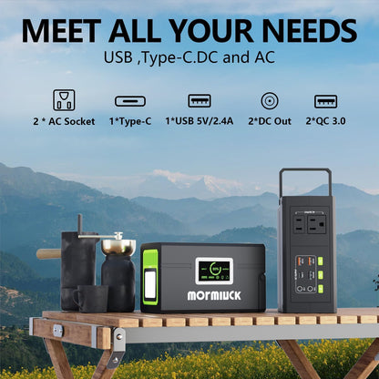 Portable Power Station 127W (Peak 150W),88.8Wh Solar Generator(Solar Panel Optional), Power Supply with 110V AC Outlet, 1*Type-C, 2*QC3.0, Solar Powered Generator for Emergency Backup, Camping
