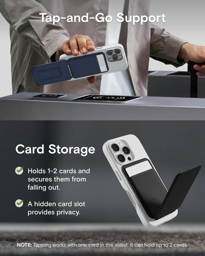 MOFT Phone Tripod Wallet, 3 in 1 Phone Stand MagSafe Wallet, NFC-Supported Magnetic Phone Stand, MOVAS Vegan Leather Adjustable Card Holder-Jet Black