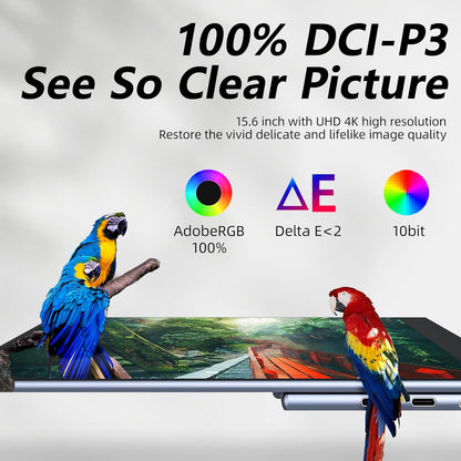 Portable Monitor OLED 15.6 Inch Touchscreen 4K UHD 3840X2160 100% DCI-P3 100000:1 Multi-Touch HDR USB-C HDMI Travel Monitor for Laptop with Kickstand & SleeveCase