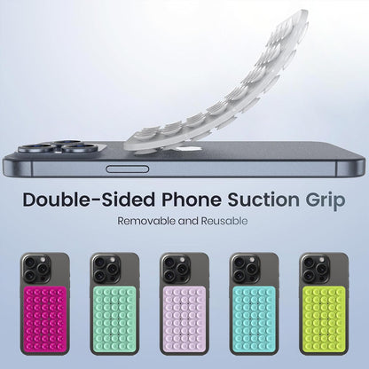 Silicone Double Sided Suction Phone Case Mount, Detachable Hands Free & Strong Grip Holder for Selfies & Videos, Compatible iPhone Android (Transparent, 1Pack)