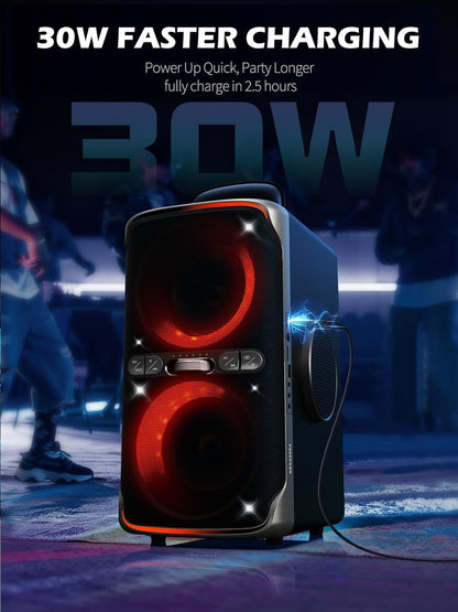 Party Bluetooth Speaker - 240W Peak Loud Speaker, Dazzling Light Show, Deep Bass, IPX4 Waterproof, 15H Battery, TWS Pairing, BT 5.3 Wireless, Portable for Home/Outdoor/Beach/Pool Party