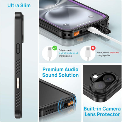 Lanhiem for iPhone 16 Plus Case, IP68 Waterproof Dustproof Shockproof Cases with Built-in Screen Protector, 360 Full Body Heavy Duty Rugged Phone Cover for iPhone 16 Plus - 6.7 inch (Purple)