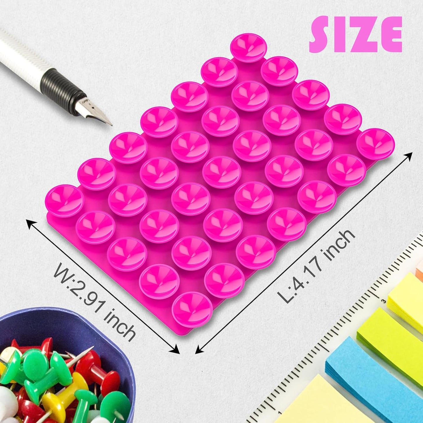 2024 Upgrade 2PCS Silicone Suction Cup Phone Case Adhesive Mount,Adhesive Grip, Sticky Suction Cup Phone Holder & Suction Phone case Holder TikTok & Selfies (Hot Pink, 5x7 Single Sided)