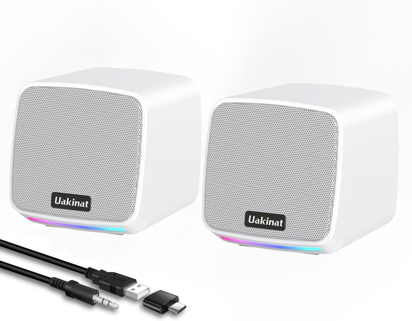 Computer Speakers,Computer Speakers for Desktop PC,Desktop Speakers,USB Powered 3.5mm Aux Speaker for PC,Laptop,Tablet,Phone(White)