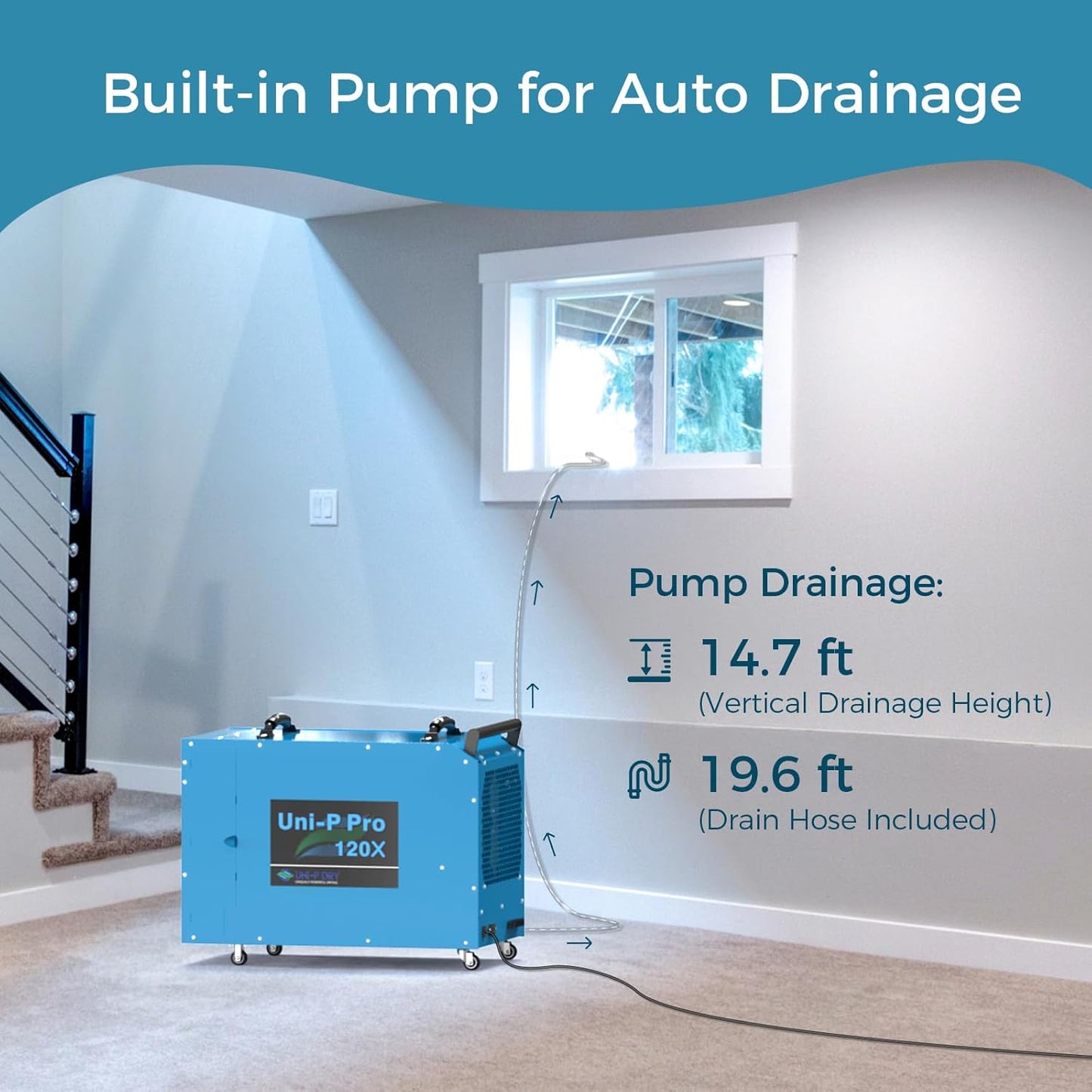 ALORAIR 235 Pints Commercial Dehumidifier with Pump for Crawl Spaces & Basement, Portable Dehumidifier with Drain Hose, Wheels for Crawlspace, Auto Defrost, Memory Restart, Heavy-Duty Moisture Removal