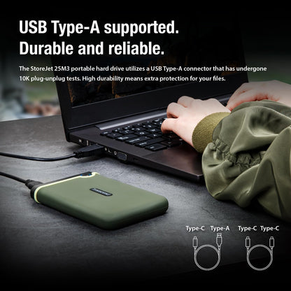 Transcend 2TB USB 3.1 Gen 1 StoreJet 25M3S SJ25M3S Rugged External Hard Drive TS2TSJ25M3S