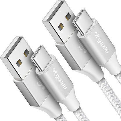 etguuds 6ft USB A to USB C Cable 3A Fast Charging, 2-Pack USB A to USB Type C Charger Cord for iPhone 16 15 Pro/Pro Max/Plus, for Samsung Galaxy S24 S23 S22 S21 S20 S10 A55 A54 Flip Note, Moto, White