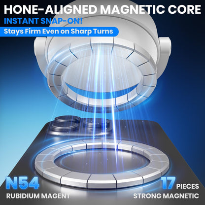 Upgraded 360° Adjustable Vacuum Magnetic Phone Holder, Vacuum Magnetic Suction Phone Mount with Clamp Foldable Phone Holder for Car/Gym/Mirror/Smooth Surface, Suitable with All Smartphones (White)