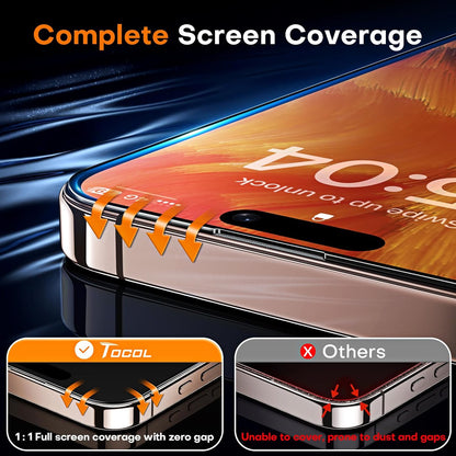 TOCOL for iPhone 16 Pro Privacy Screen Protector 6.3-Inch True 25°Anti Spy 9H+ Hardness Tempered Glass for Full Coverage Easy Installation 2 Pack