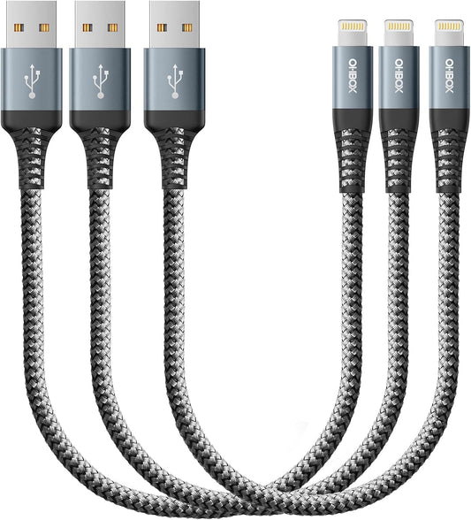 Short iPhone Charger Cable 1FT, [Apple MFi Certified] 3Pack USB Lightning Cable Fast Charging, i Phone Charging Cord Compatible with iPhone 14/13/12/11/Pro/Max/Mini/X/Plus/8/7/6/5S/SE/Plus/iPad