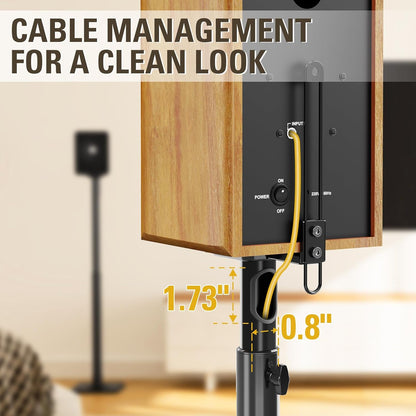 Mounting Dream Black Alloy Steel Speaker Stands, Height Adjustable Bookshelf Speaker Stand Pair, Universal Fit, 11 lbs Capacity, Set of 2 for Bose Polk JBL Sony Yamaha - 42" Max Height