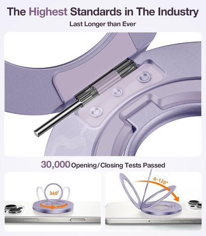 TORRAS 2025 Upgrade [Dual-Ring] Fit for MagSafe Phone Grip Ring Holder [Dual-Ring] Compatible with MagSafe Kickstand Magnetic for iPhone 16/15/14/13/12/11 Samsung, Google Accessories, Purple