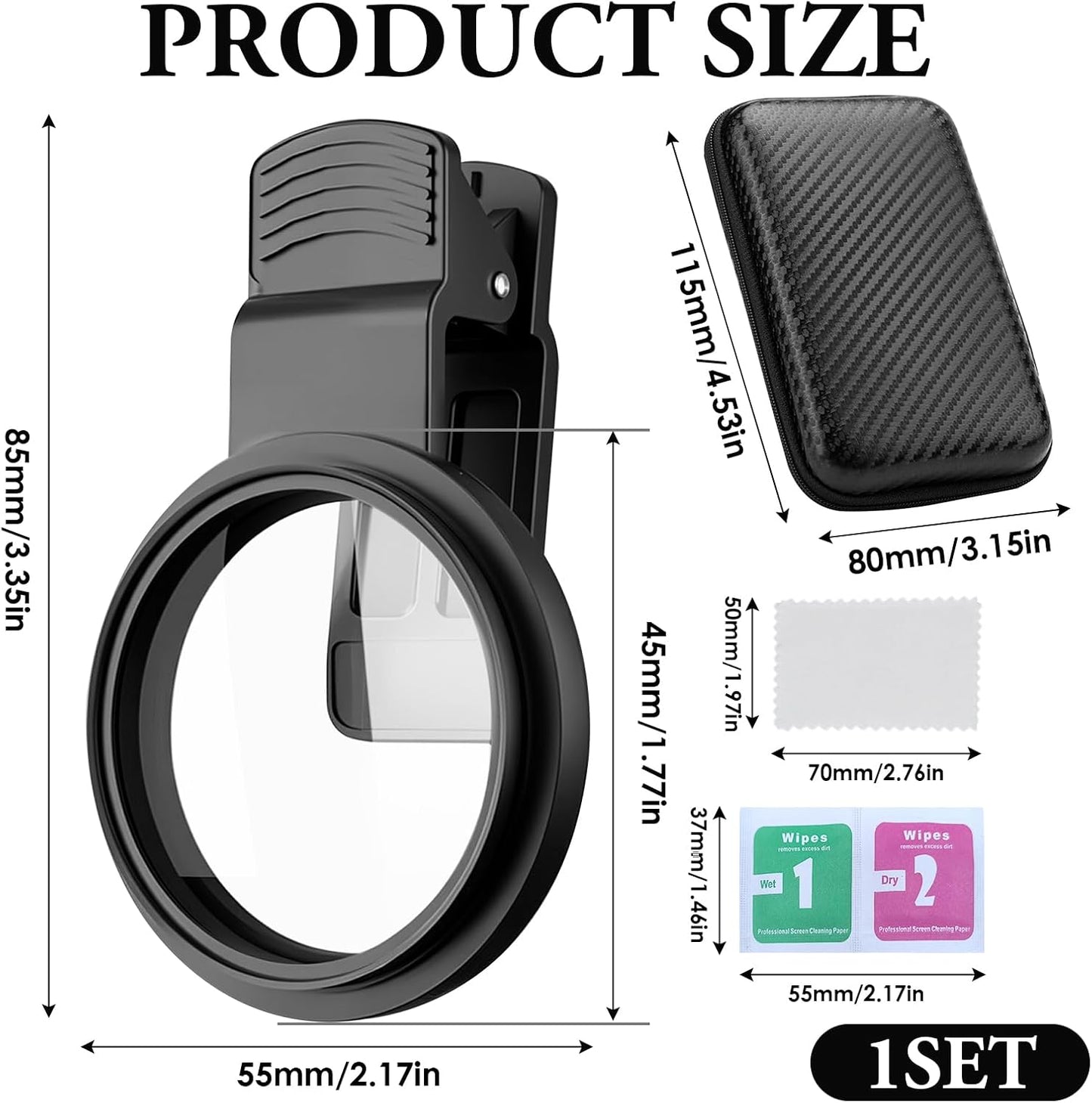 Clip - on Phone Polarizer Lens, Anti - Glare Polarizing Filter for Smartphone Cameras, Universal Clip Design with Cleaning Kit, Enhance Color & Reduce Reflections for Outdoor/Glass Photography