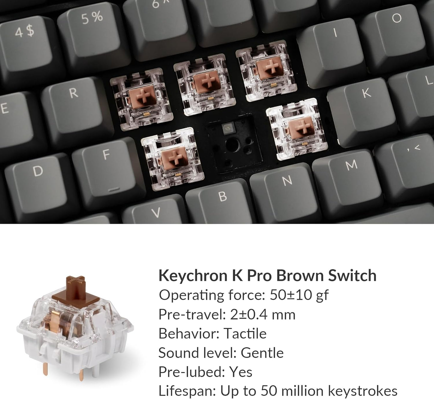 Keychron K10 Full Size Layout White LED Backlit Hot-Swappable Mechanical Keyboard for Mac Windows, Multitasking 104-Key Bluetooth Wireless/USB Wired Computer Keyboard with K Pro Brown Switch
