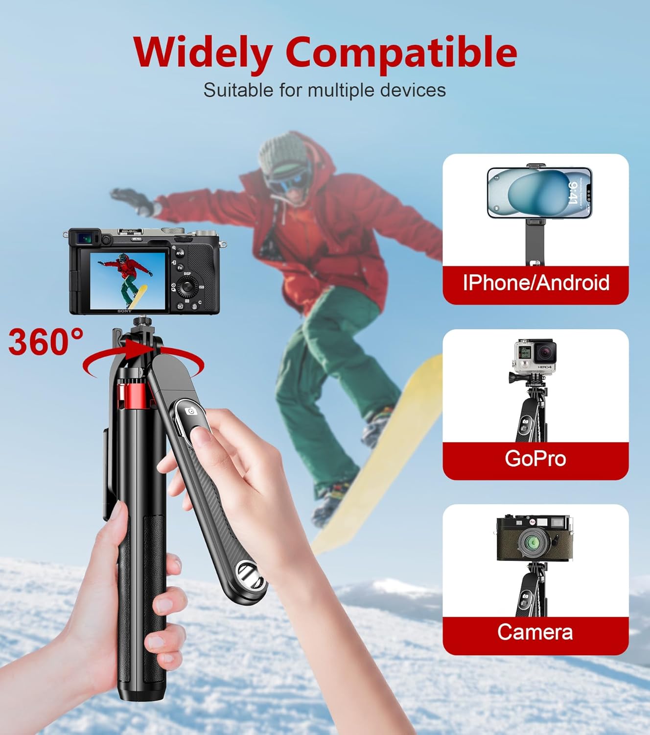Huryfox Selfie Stick Phone Tripod - 71 inch Tall Cell Phone Holder with Detachable Wireless Remote, Phone Stand for Recording, Video and Picture, Compatible with iPhone, Android Phone, Camera & Gopro