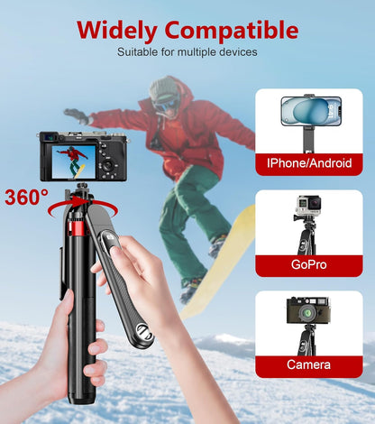 Huryfox Selfie Stick Phone Tripod - 71 inch Tall Cell Phone Holder with Detachable Wireless Remote, Phone Stand for Recording, Video and Picture, Compatible with iPhone, Android Phone, Camera & Gopro
