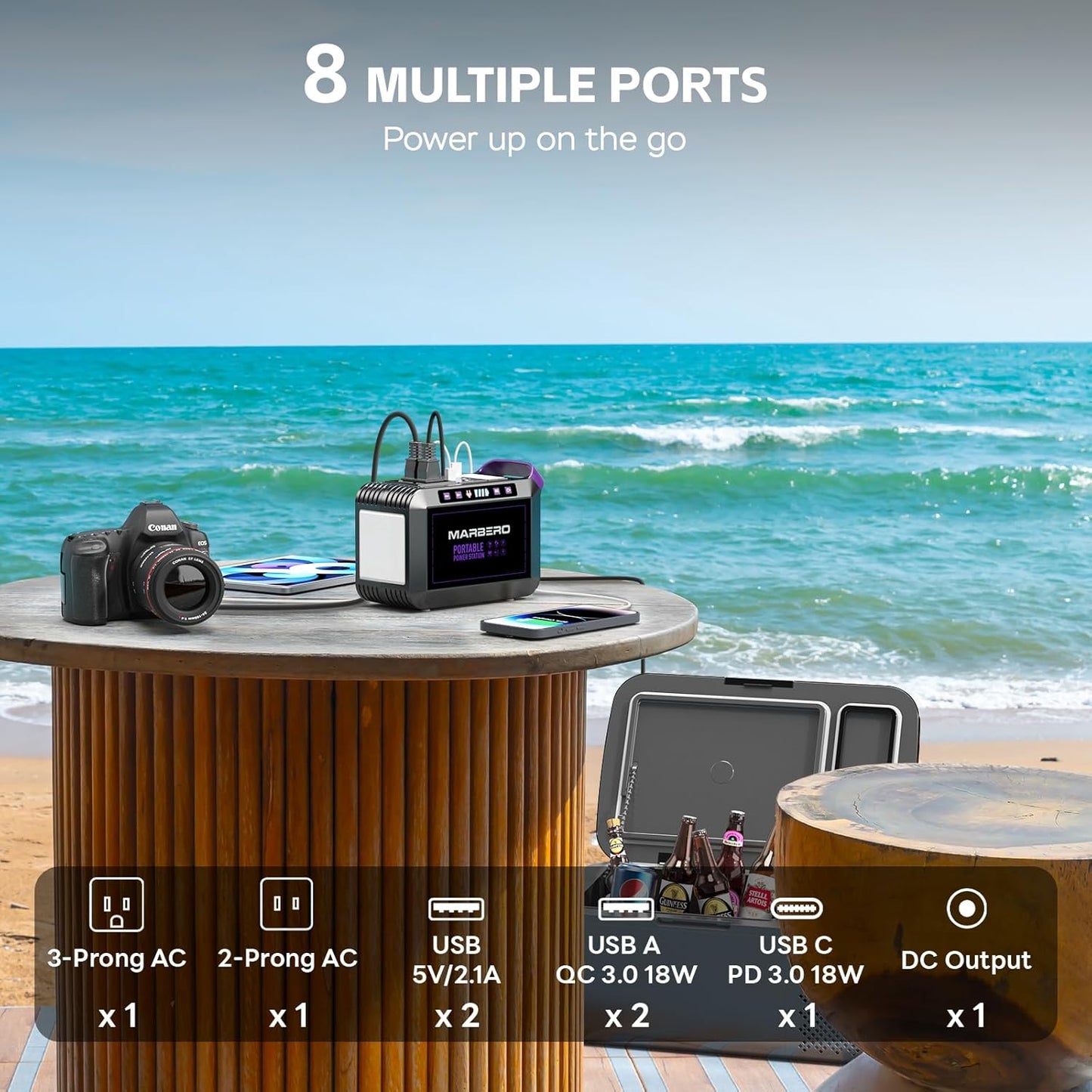 MARBERO 172Wh Solar Generator with 40W Solar Panel, Portable Power Station 200W, Camping, Outdoor, Hiking, Fishing, Emergency