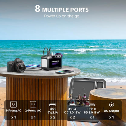 MARBERO 172Wh Solar Generator with 40W Solar Panel, Portable Power Station 200W, Camping, Outdoor, Hiking, Fishing, Emergency