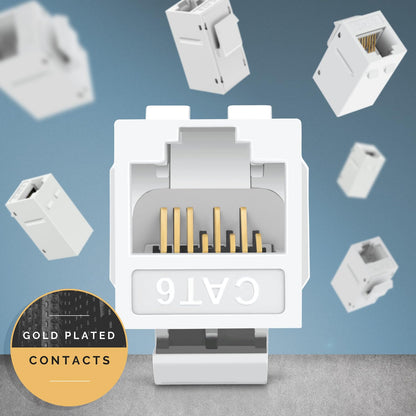 Everest 24-Pack Cat6 RJ45 Keystone Coupler - Female to Female - Cat 6, Cat5e Compatible - White