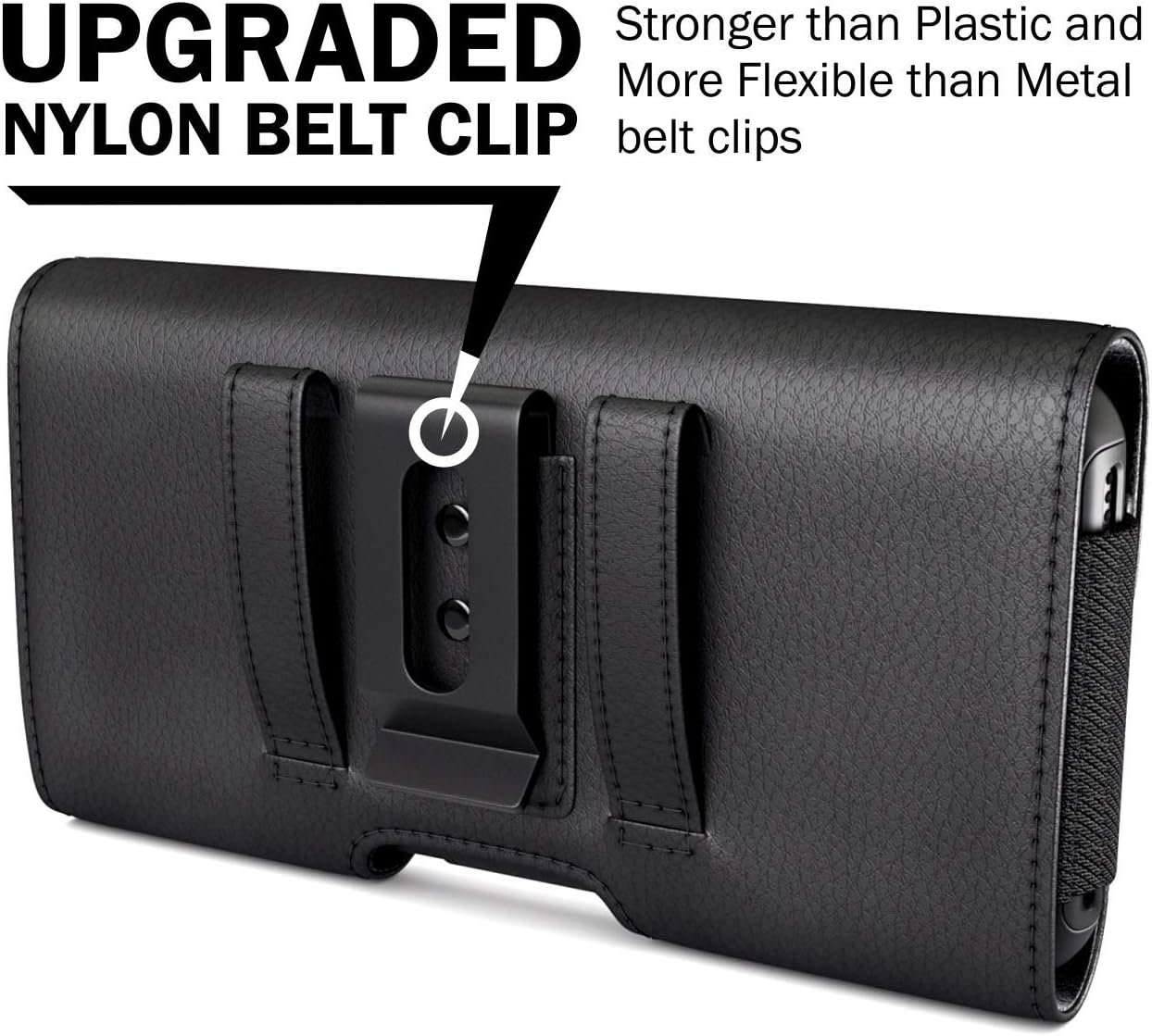 PiTau Holster for iPhone SE, 8, 7, 6s, 6, Premium Cell Phone Belt Holder Case with Clip Loops ID Card Carrying Pouch Cover, (Fits Apple Phone with Case on) Black Small