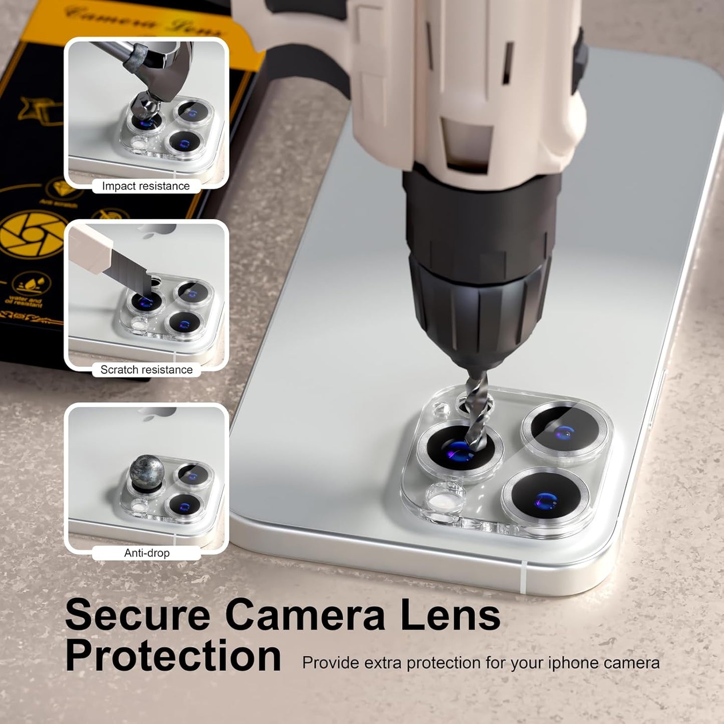 beuxece for 6 Pack iPhone 16 Pro/iPhone 16 Pro Max Camera Lens Protector [Drop Protection] [Case Friendly] [Easy Installation] 9H Tempered Glass Camera Screen Protector Cover, CD Silver