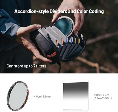 PGYTECH Hard Lens Filter Pouch Up to 100mm, 7 Pockets Camera Filter Bag Carrying Case for Photography Filter, Storage Wallet for Circular Filter, Waterproof & Dustproof Filter Pouch, Round Filter M