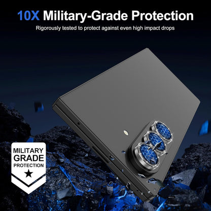 for Samsung Galaxy Z Fold 7 Camera Lens Protector, Individual Metal Ring Tempered Glass Lens Cover, [Strong Adsorption] Scratch Resistant Ultra-Thin HD Clear Lens Cover, 1 Set-Black Sparkly