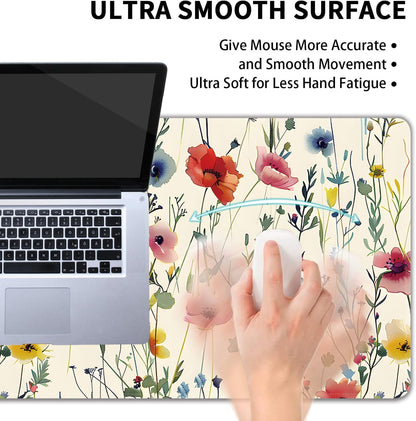 Wild Flowers Large Mouse Pad,Gaming Keyboard Desk Pad,Extended Mouse Mat Non-Slip Rubber Base with Stitched Edges for Office Game Home XL 31.5"x11.8"