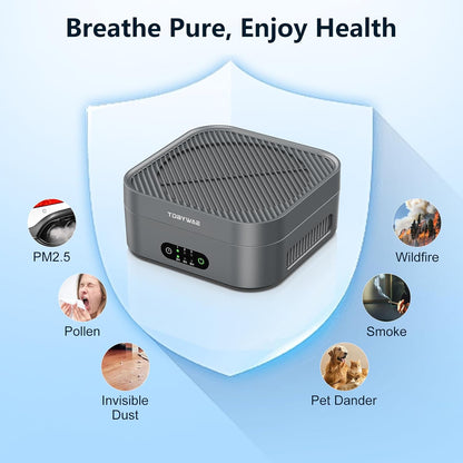 Air Purifiers for Home 600 Sq.Ft, TDBYWAE H13 True HEPA Air Purifier with USB Cable for Pets Dust Dander Pollen Odor Smoke, Small Portable Air Purifier for Bedroom Office Desktop Car RV (Grey)