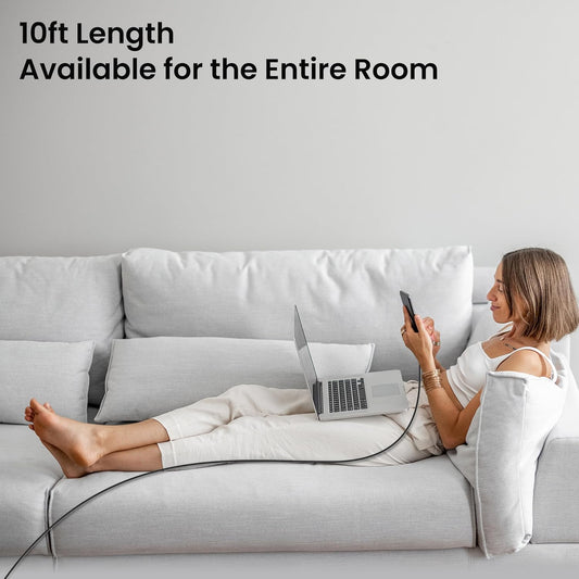 USB to USB C Cable [10ft, 2Pack ] USB A to Type C Right Angle Charger Cord 90 Degree Braided Fast Charging for iPhone 16/15/15 Plus/15 Pro/15 Pro Max/Samsung Galaxy S10 S10+, A15 A25, LG V30, Switch