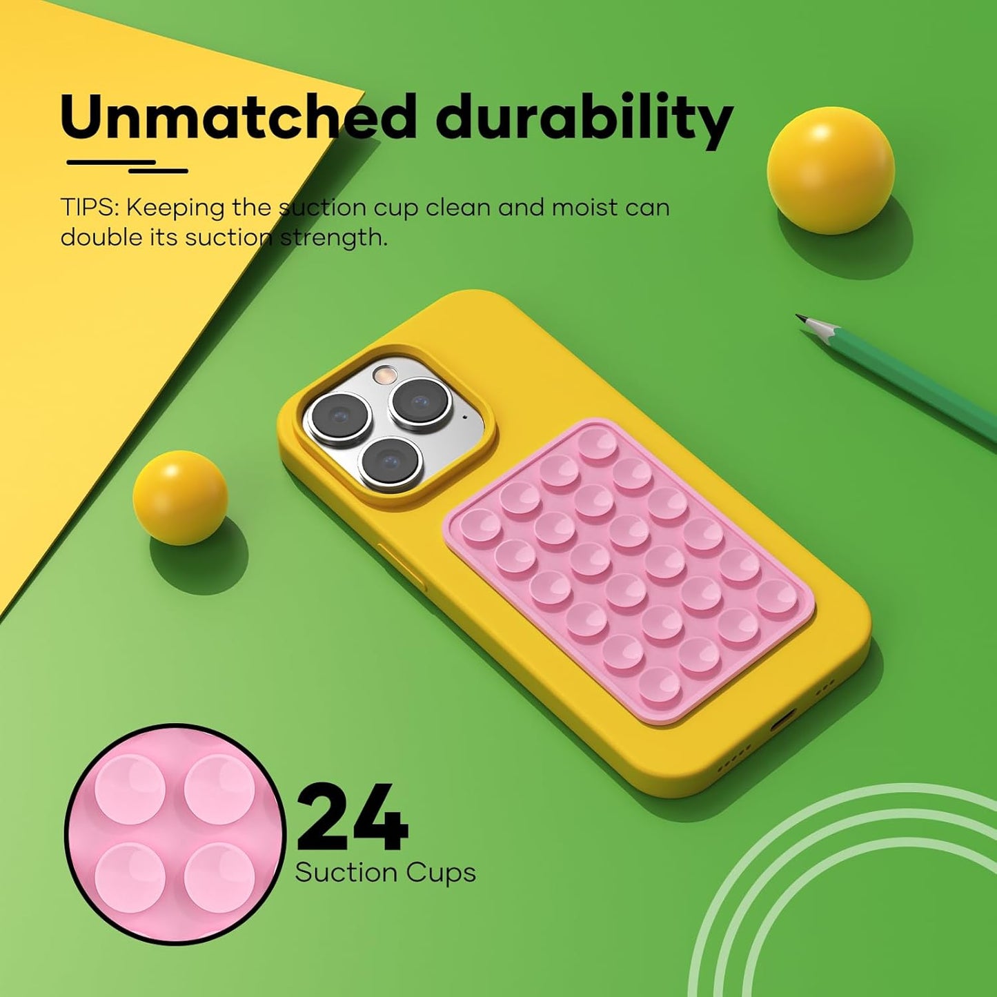 Silicone Phone Sticky Grip, Suction Phone Case Mount for iPhone and Android, Hands-Free Sticky Cell Phone Grip, Mobile Fidget Mirror Holder for Selfies and Videos