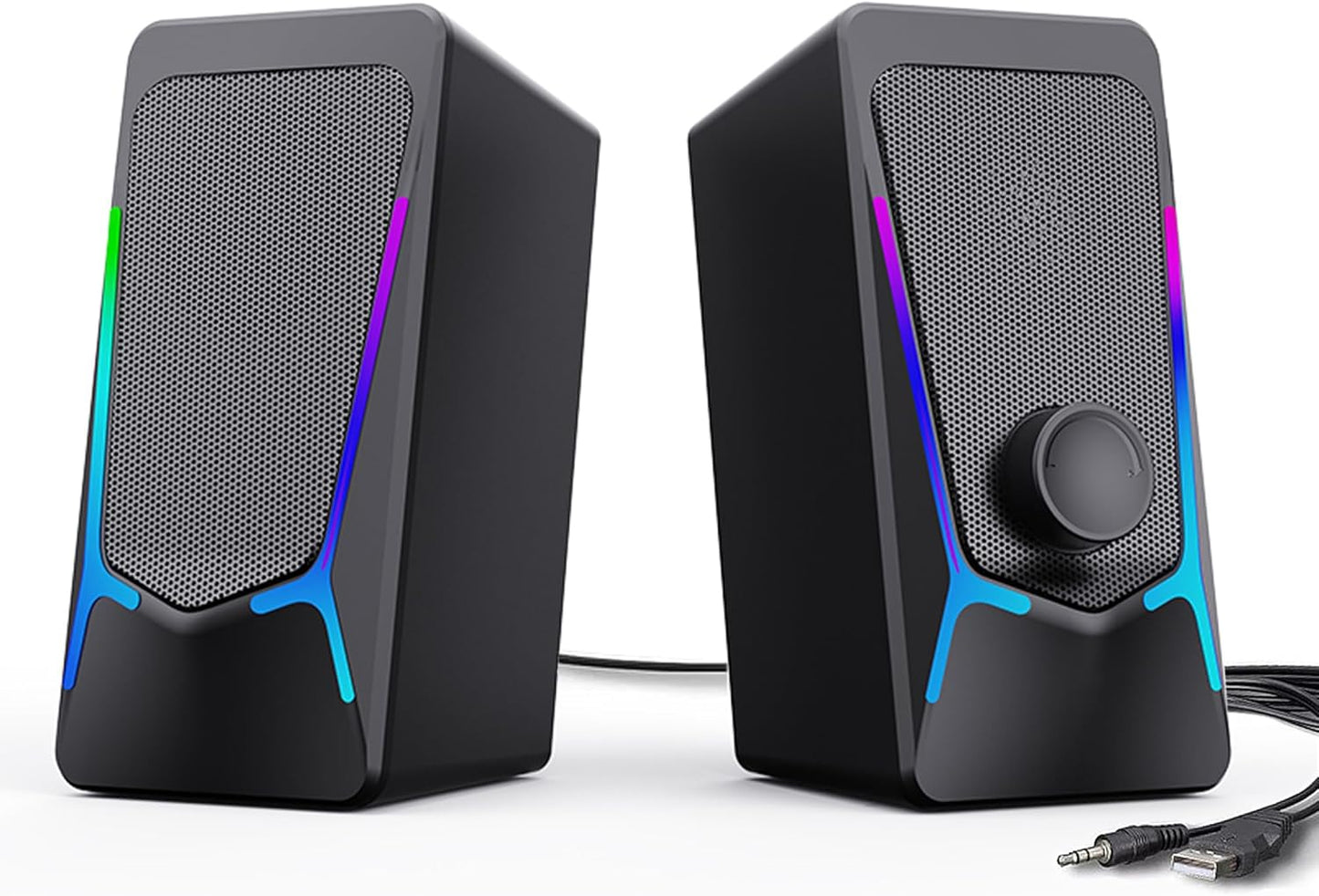 ROSON Computer Speakers, Gaming PC Speakers with Enhanced Bass and Volume Control, Stereo 2.0 USB Powered 3.5mm Aux Multimedia Speakers for Laptop/Desktop/Tablets/Phone