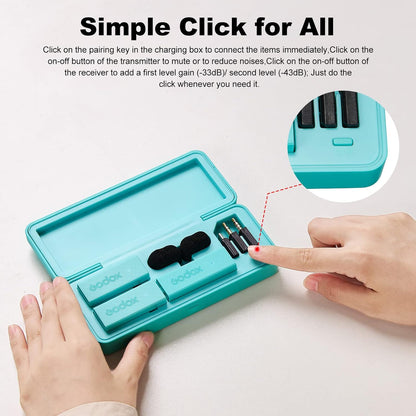 GODOX 【2025 Latest Model】 Movelink Mini UC KIT 1 Wireless Microphone System, 2.4GHz Lavalier Mic 100m(328ft.) Range with Charging Case for Android, Camera, Vlogger, Youtuber, Interviewer(Pink)