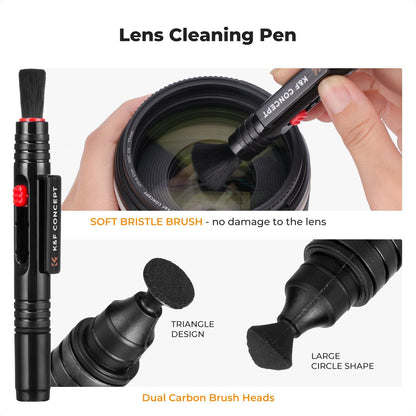 K&F CONCEPT 25-1 Professional Camera Cleaning Kit for DSLR Cameras with APS-C Sensor Cleaning Swabs/60ML&20ML Lens Cleaner/Cleaning Wipes/Camera Blower/Lens Pen Brush/Microfiber Cloths/Carrying Case