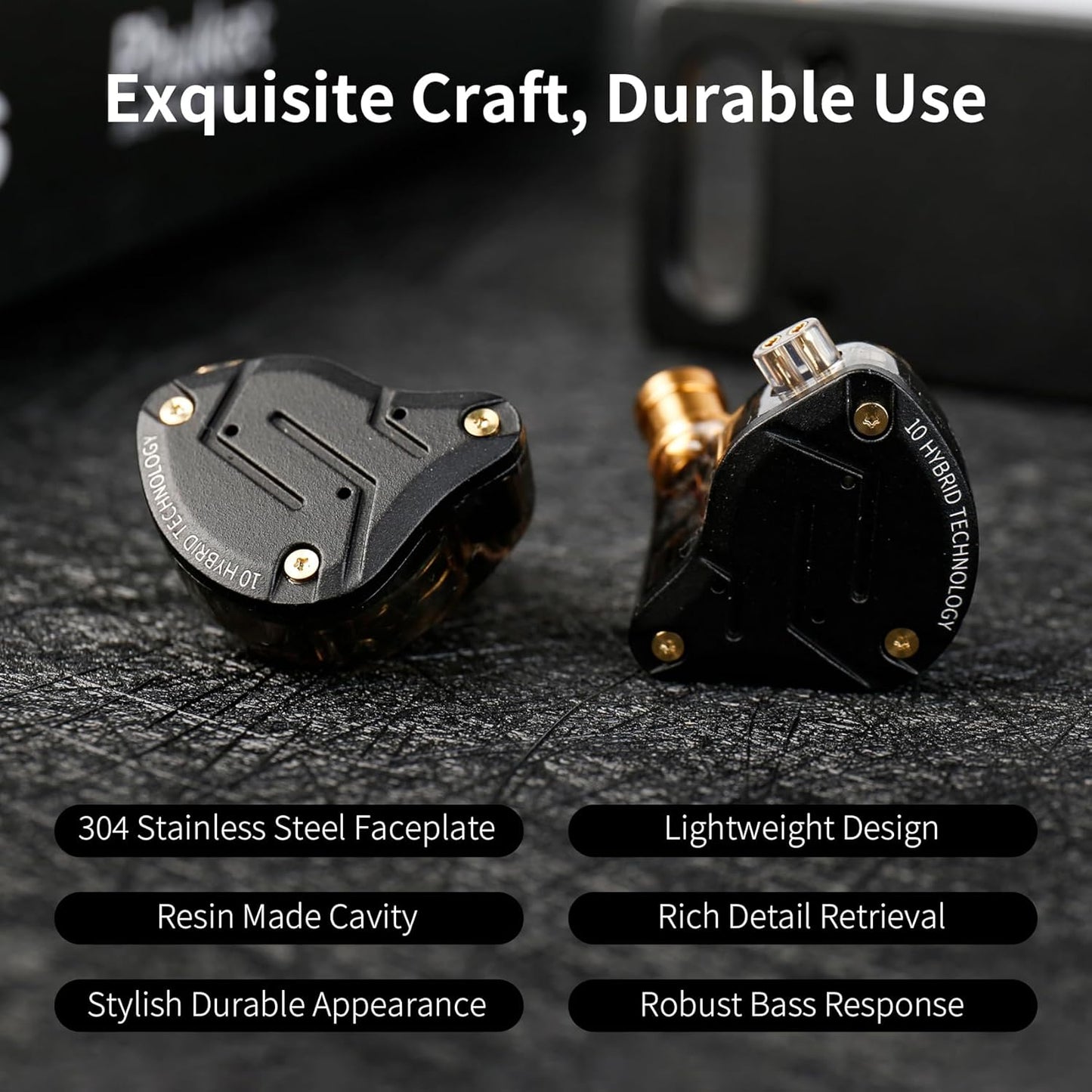 KZ ZS10 Pro IEM Headphone,KZ in Ear Monitor Earbuds Headphone, 4BA 1DD Wired Earphone Multi Driver in Ear Earphone IEM,Wired Gaming Earphone,on Stage Monitor for Singer Guitarist (Gold, No Mic)