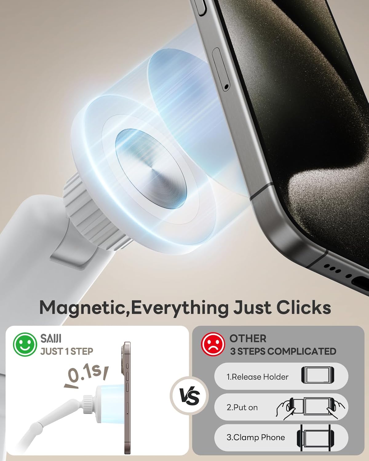 SAIJI Kindle Pillow Stand - Magnetic iPad Stand Compatible with Kindle, Tablet, iPad, iPhone, 360° Tablet Holder for Bed with Ergonomic Pillow and Dual-Jointed Arm, 2 Free Magnetic Sheets (Gray)