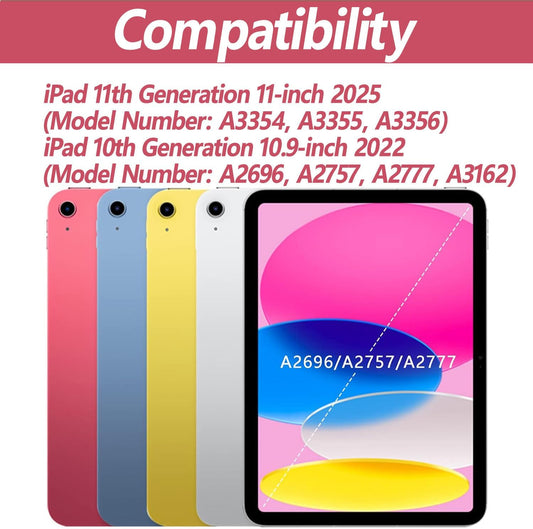 Keyboard Case for iPad 11th 10th Generation - iPad 10th Generation Case with Detachable Wireless Keyboard - Smart Folio Cover with Pencil Holder for 11-inch A16 2025 10.9-inch 2022, Red