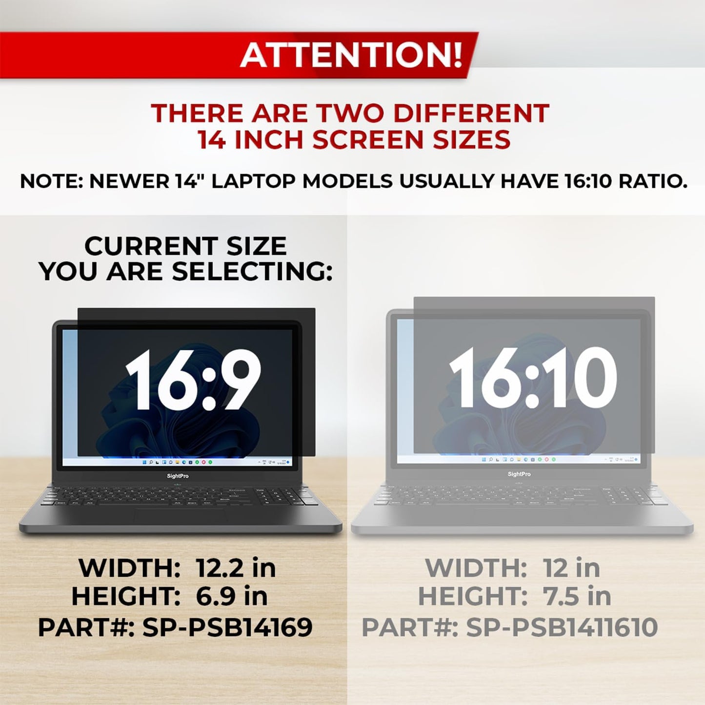 14 Inch 16:9 Laptop Privacy Screen Filter - Privacy Shield and Anti-Glare Protector