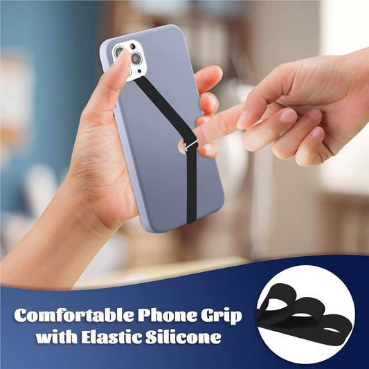 TEAMOLA 3pcs Silicone Phone Grip Holder Strap for iPhone 15/15 Pro/16/16 Pro & Samsung Galaxy S24/S23 - Anti-Slip Finger Loop for Case, Universal Phone Loops for Back of Cell Phones（210, 3 Black）