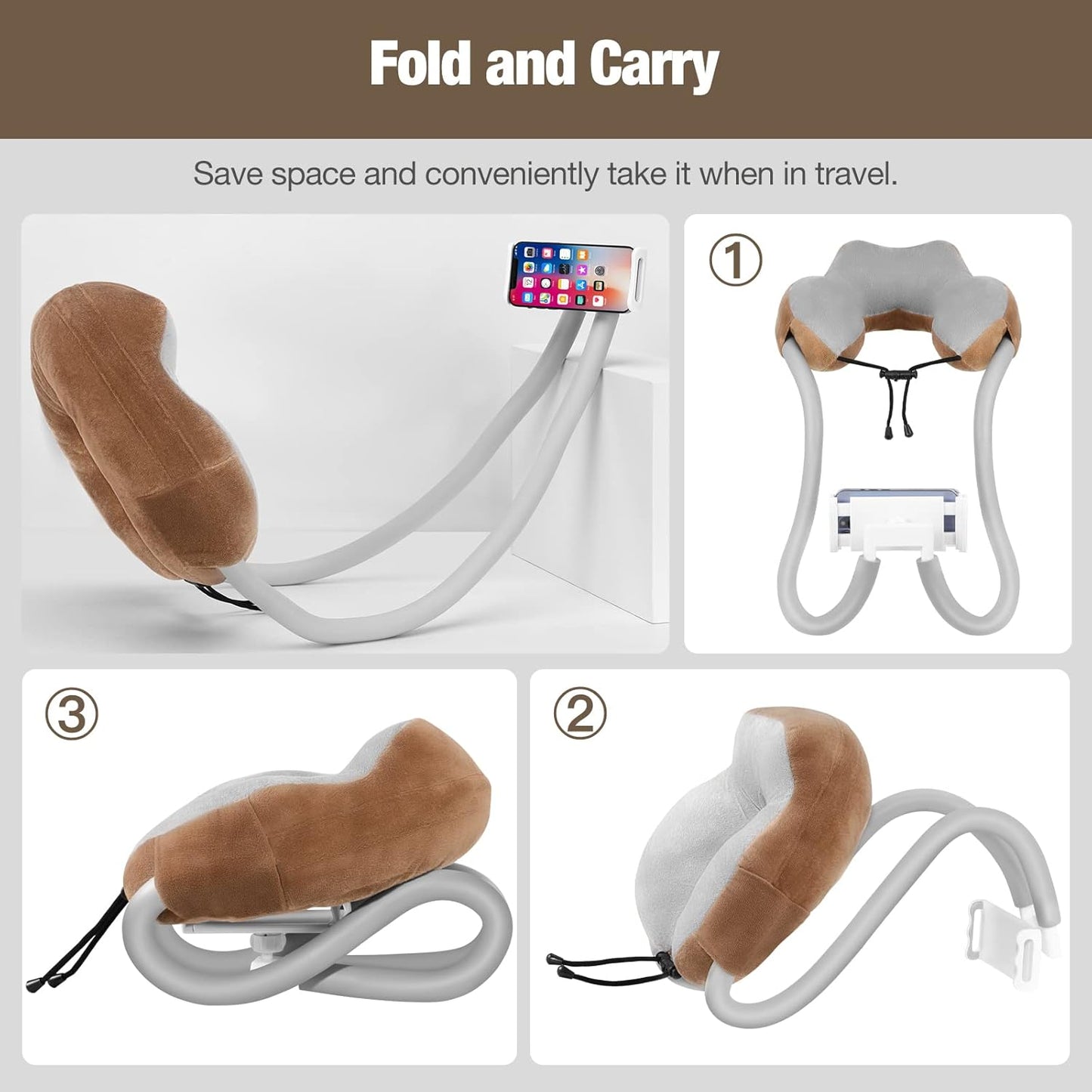 MoKo Neck Phone Holder, Lazy Gooseneck Phone Pillow Holder Bracket, 360° Rotate Phone Tablet Stand for 4"-11" Device, fits iPhone 16/Pro/Pro Max/Plus, iPhone 15/Pro/Pro Max/Plus, iPhone 14/Pro/Pro Max