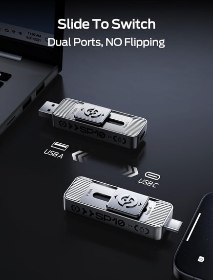 MOVE SPEED 512GB High-Speed 1050MB/s Read Pro Solid State Drives - Dual Ports USB 3.2 +Type C for Mac iOS Android Creators & Photographers