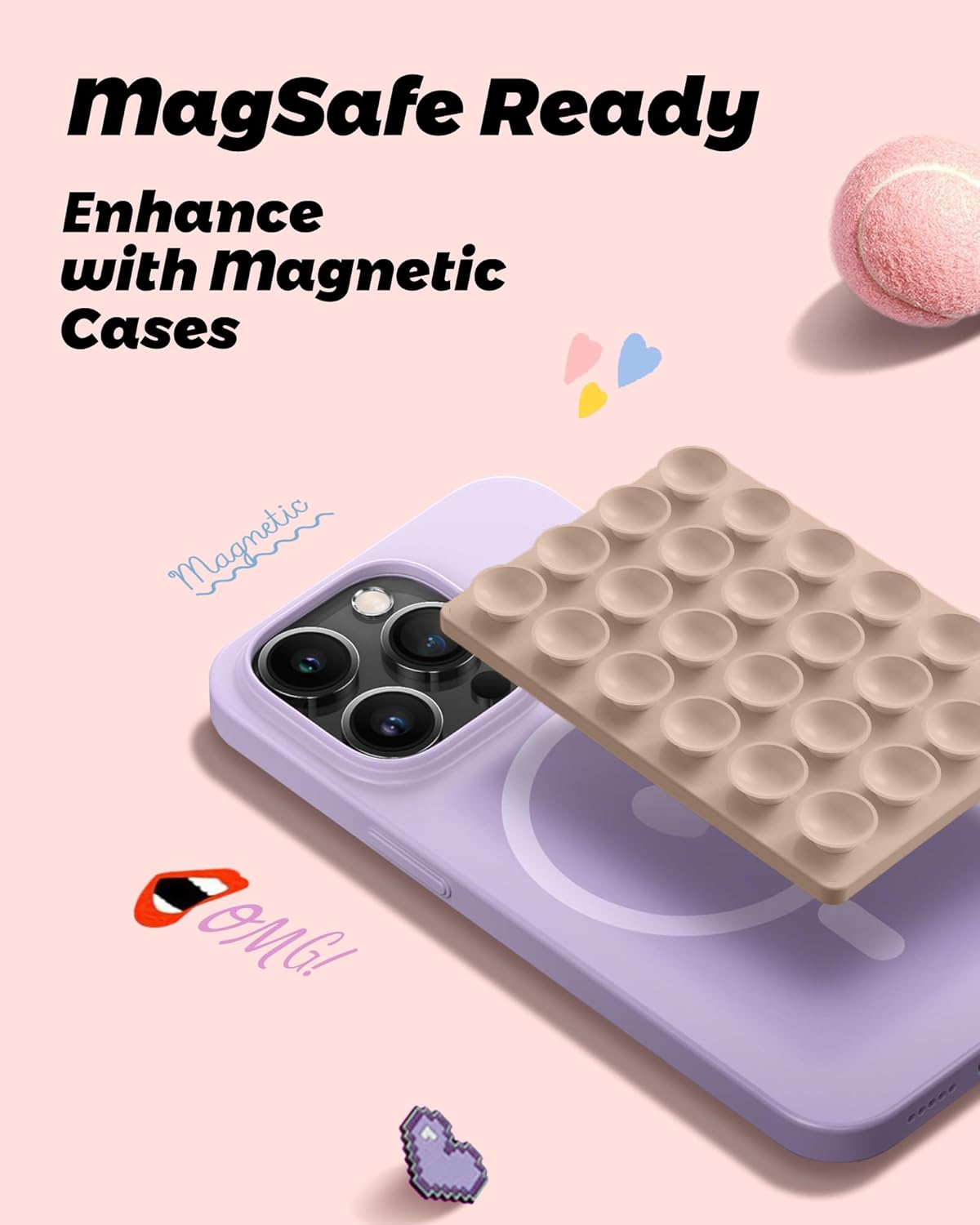 amBand Magnetic Suction Phone Mount Trendy Stocking Stuffers for Men Women Dad Mom Adults, Removable Brown Octo Cup Buddy Sticky Holder for Hands-Free Selfie/Video, Milk Tea