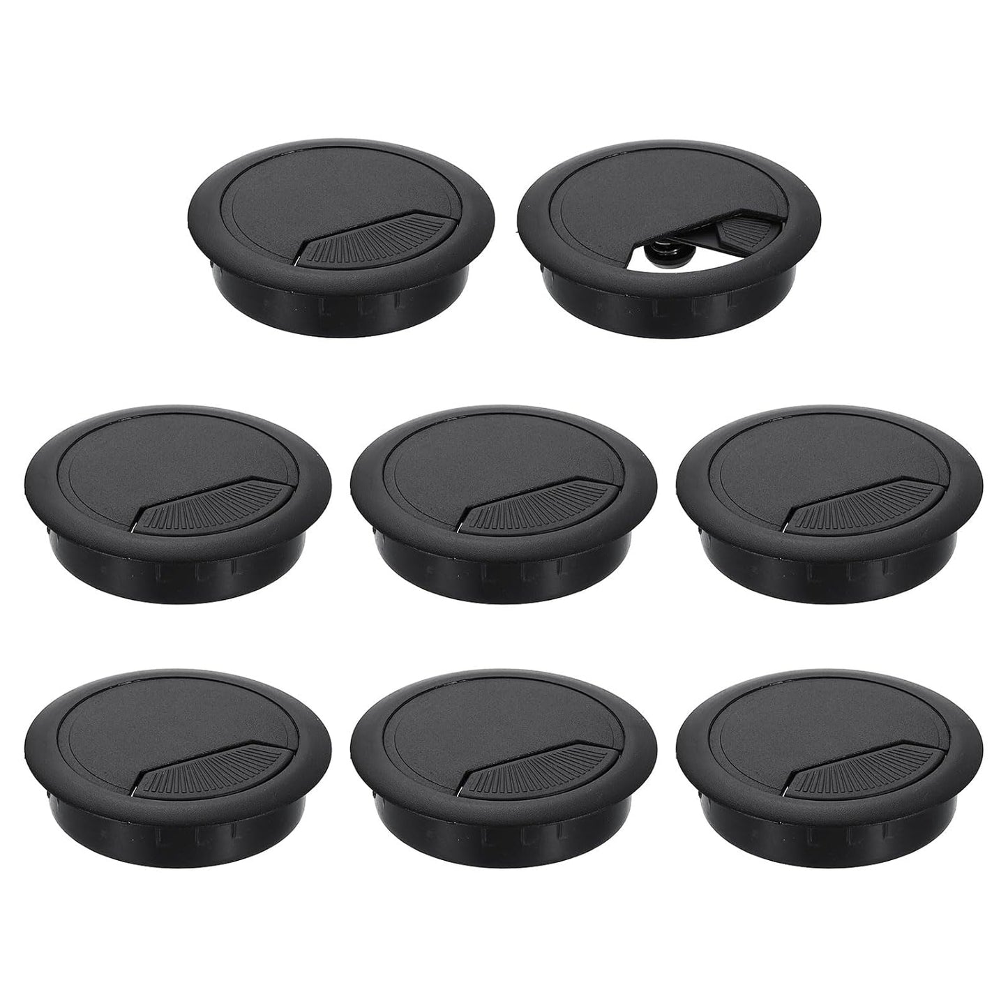 uxcell 8 Pcs 60mm (2.36 Inch) Desk Grommet, Plastic Cable Hole Cover, Wire Cord Cable Organizer for Home Office Computer Desk Cabinet, Black