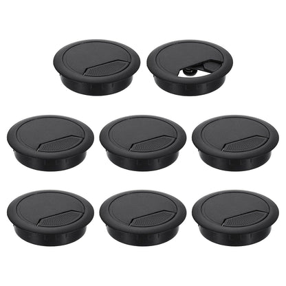 uxcell 8 Pcs 60mm (2.36 Inch) Desk Grommet, Plastic Cable Hole Cover, Wire Cord Cable Organizer for Home Office Computer Desk Cabinet, Black