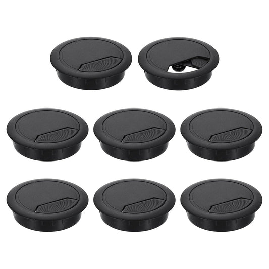 uxcell 8 Pcs 60mm (2.36 Inch) Desk Grommet, Plastic Cable Hole Cover, Wire Cord Cable Organizer for Home Office Computer Desk Cabinet, Black