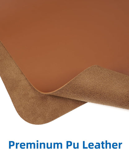 Leather Desk Pad Protector,Mouse Pad,Office Desk Mat, Non-Slip PU Leather Desk Blotter,Large Desk mat,Waterproof Keyboard mat for Office/Home/Decor (Brown,48" x 24")